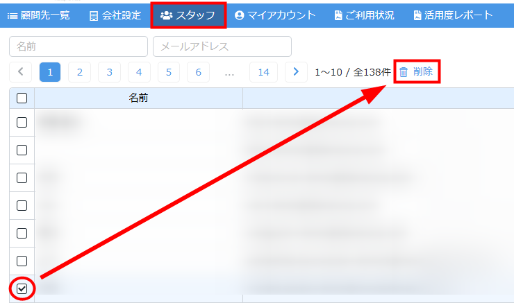 スタッフの削除