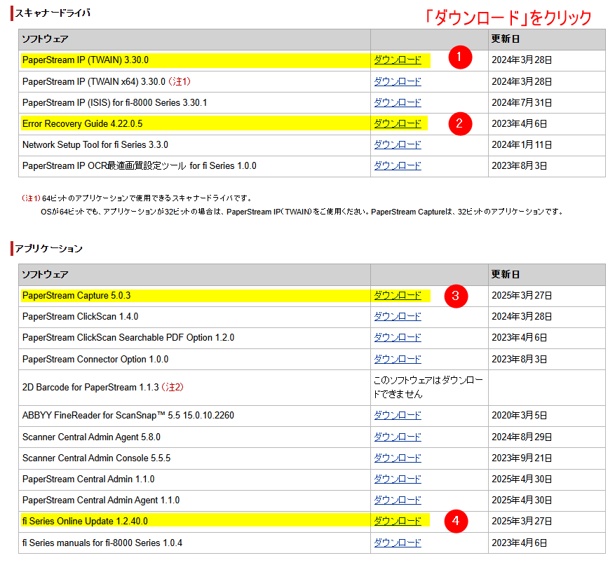 FUJITSUソフトウェアダウンロードの手順